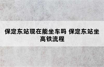 保定东站现在能坐车吗 保定东站坐高铁流程